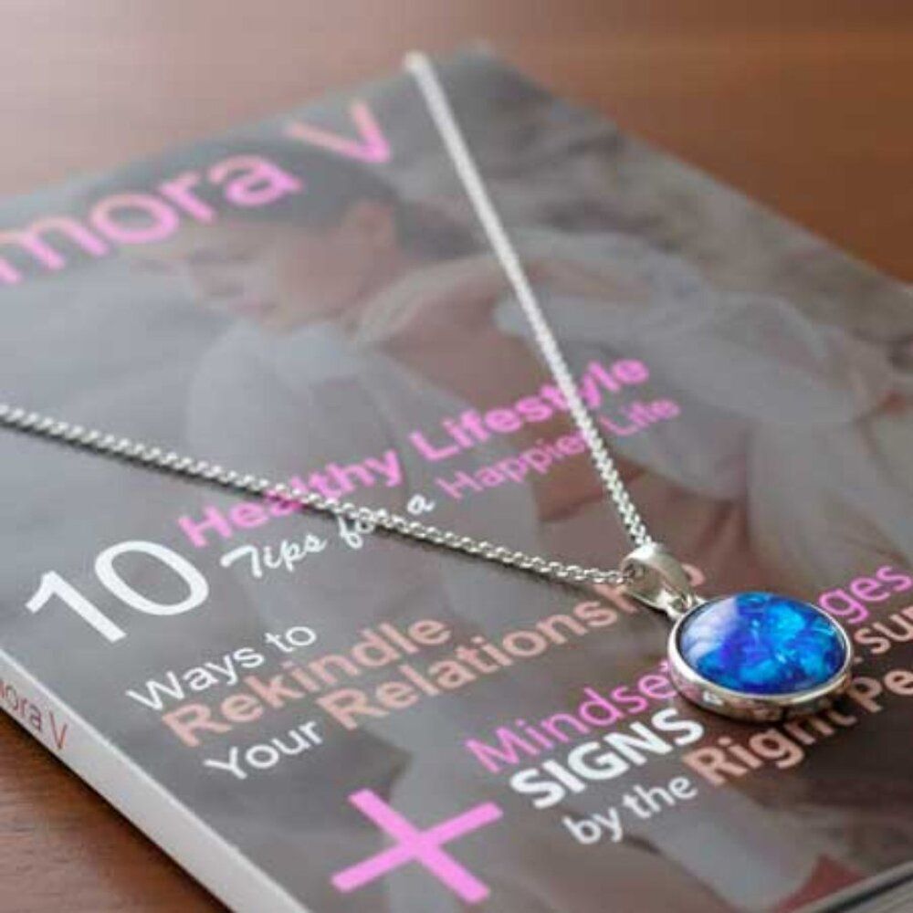 Blue Round Crystal Necklace - Picture 6 of 9